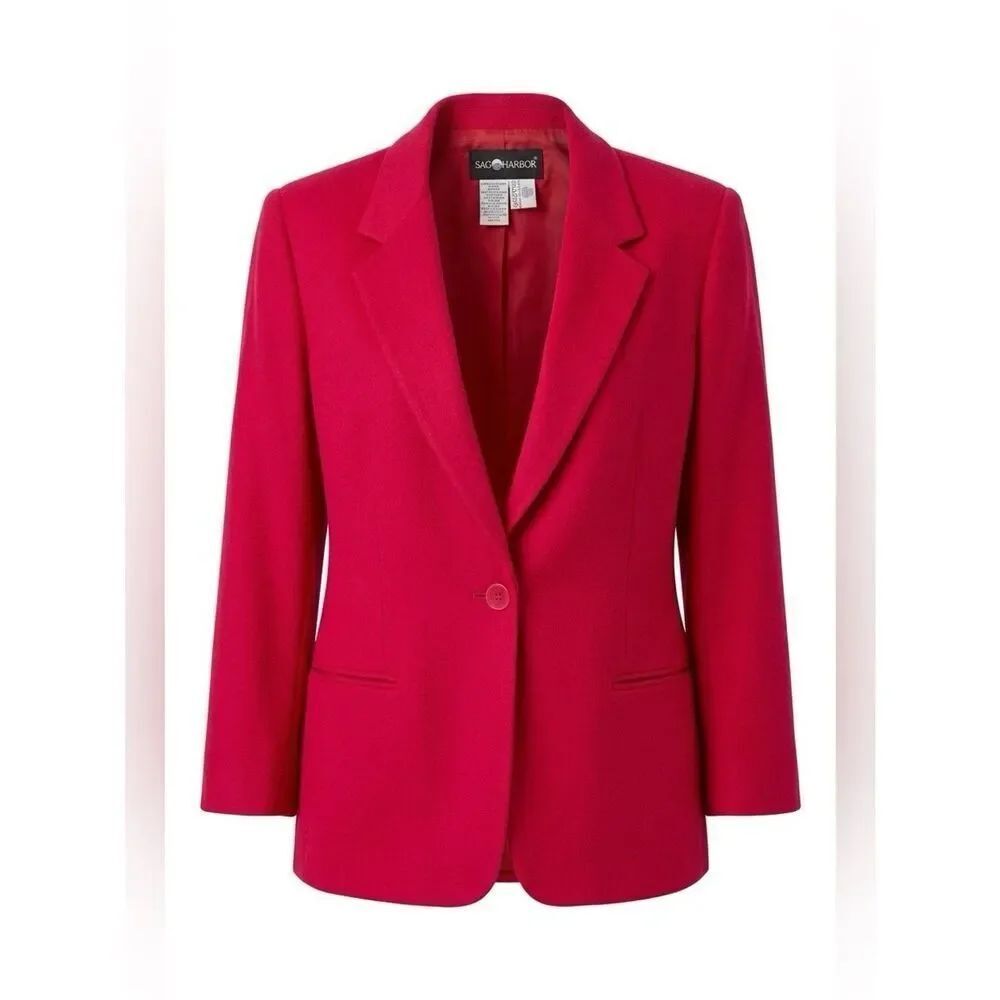 RED 100% WOOL SAG HARBOR ONE BUTTON BLAZER SIZE 16